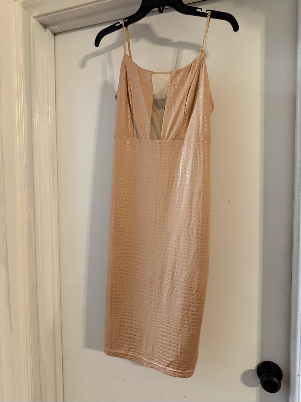 bebe Nude Slip Dress with Croc Texture